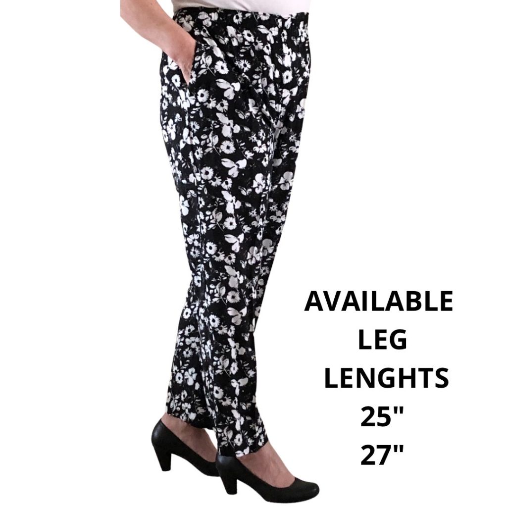 Emma Black and White Large Flower Pattern Trousers
